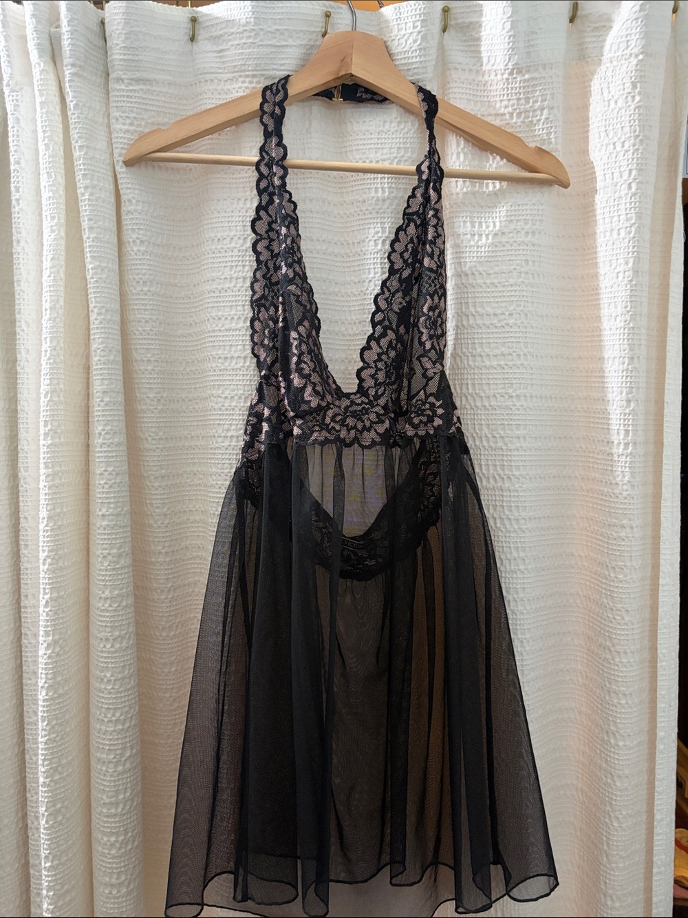 Black Sheer Lace Nightgown